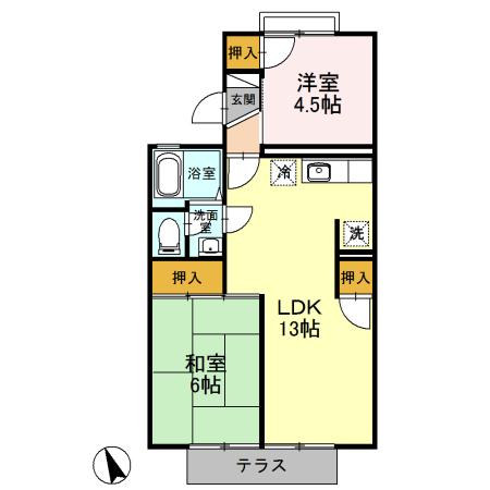 エーエスコーポ(2LDK/1階)の間取り写真