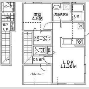 リーブルファイン八丁目1号棟(1LDK/2階)の間取り写真