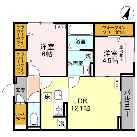 D-ROOM北越谷3丁目PJ A棟(2LDK/1階)の間取り写真