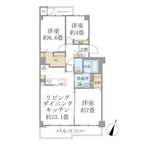 EVERTOW COLORE SENGENDAI(3LDK/2階)の間取り写真