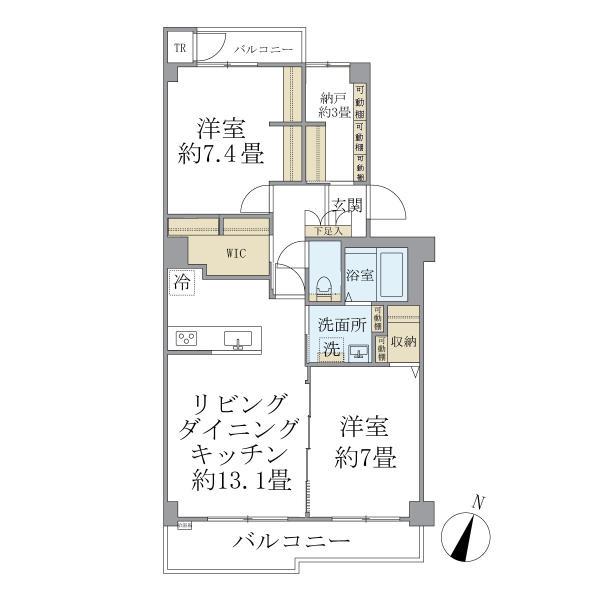 EVERTOW COLORE SENGENDAI(2SLDK/1階)の間取り写真