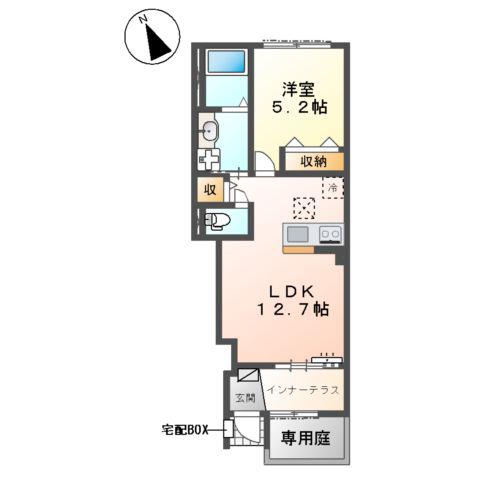 越谷市宮本町 アパートⅣ期工事(1LDK/1階)の間取り写真