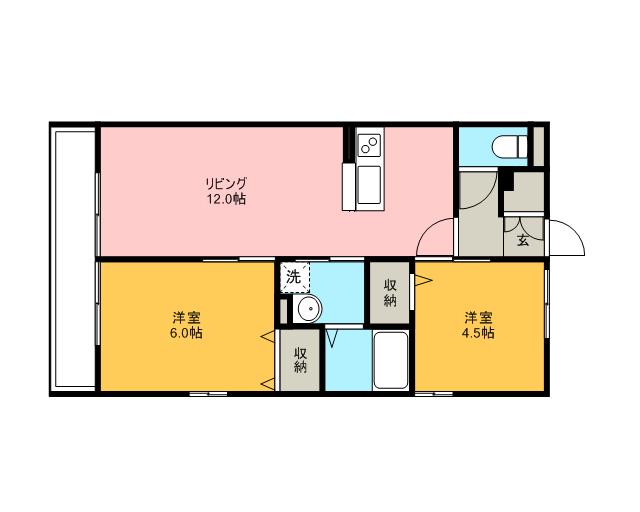 キャッソル嵯峨(2LDK/3階)の間取り写真