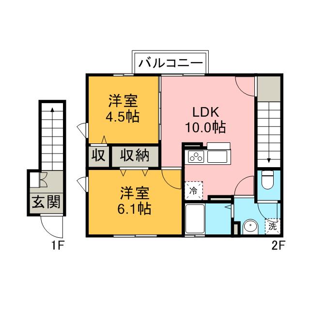 アルヴィータ(2LDK/2階)の間取り写真