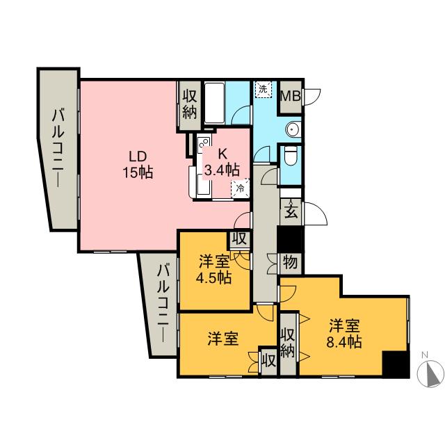 プリマヴェーラ春日部(3LDK/9階)の間取り写真