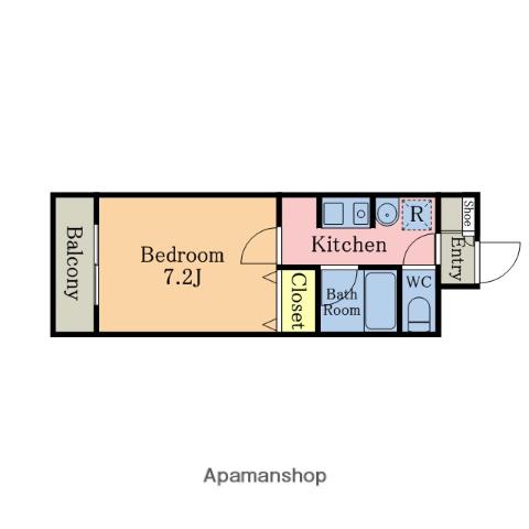 シリウス北越谷(1K/2階)の間取り写真