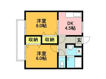 メゾン・アモーレ(2DK/1階)の間取り写真