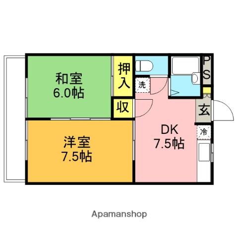 コートシティヒル(2DK/2階)の間取り写真