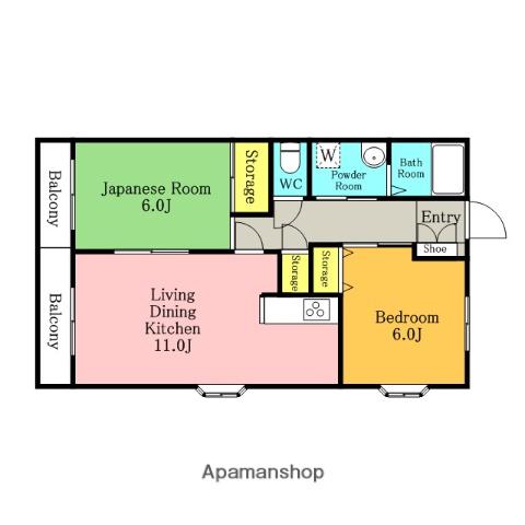 ウィンルック与野(2LDK/1階)の間取り写真