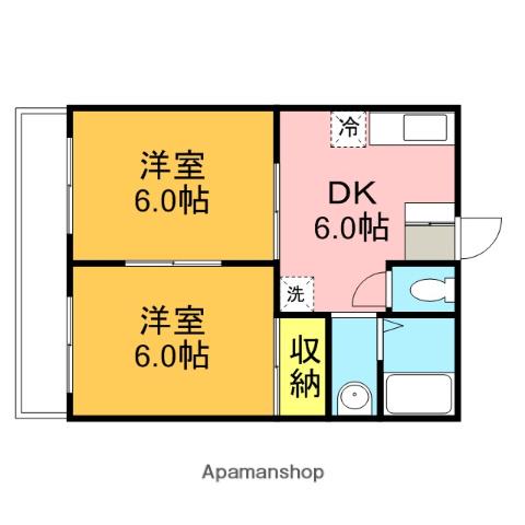 浦和領家コーポB棟(2DK/1階)の間取り写真