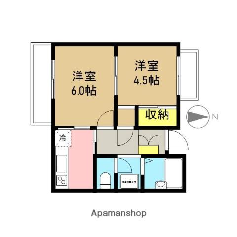 デュエットクレスト(2K/2階)の間取り写真