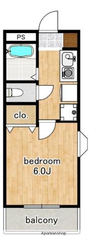 モンホワイエⅡ(ワンルーム/2階)の間取り写真