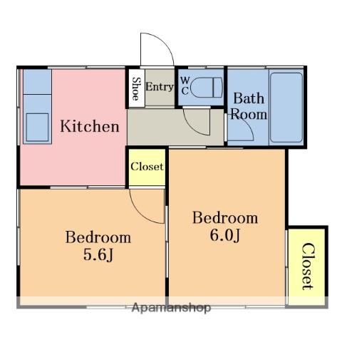 まさき荘(2DK/1階)の間取り写真