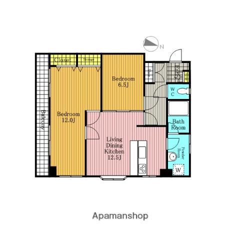 第73プレジデント吉敷(2LDK/6階)の間取り写真