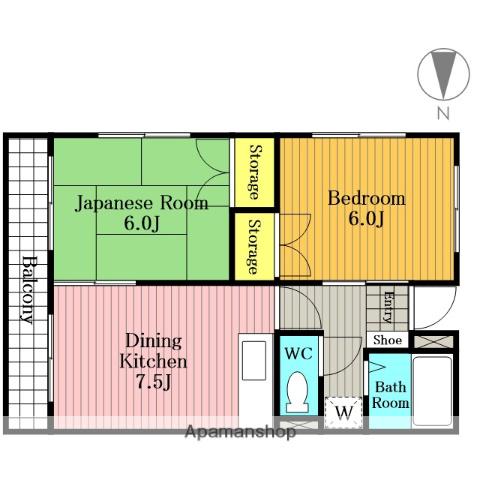 ビューハイツ(2DK/3階)の間取り写真