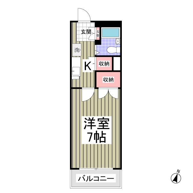 白鍬グランデ(1K/3階)の間取り写真