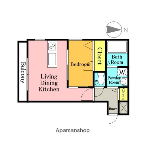 三国マンション(1LDK/1階)の間取り写真