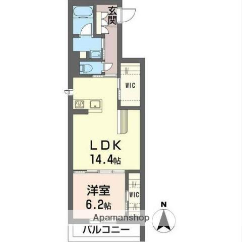 サンヴァリエ 三橋(1LDK/1階)の間取り写真