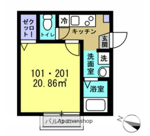 GOD BLESS OMIYA(1K/1階)の間取り写真