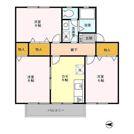 コートサクセス(3DK/1階)の間取り写真
