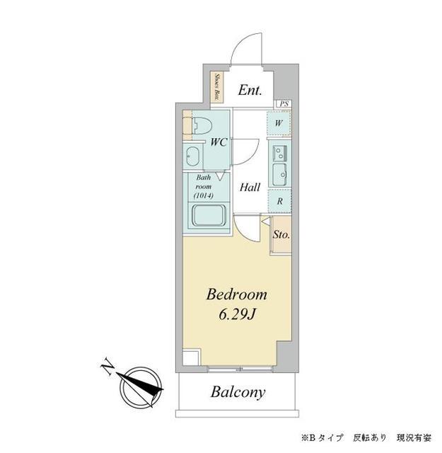 グランカーサさいたま新都心(1K/4階)の間取り写真