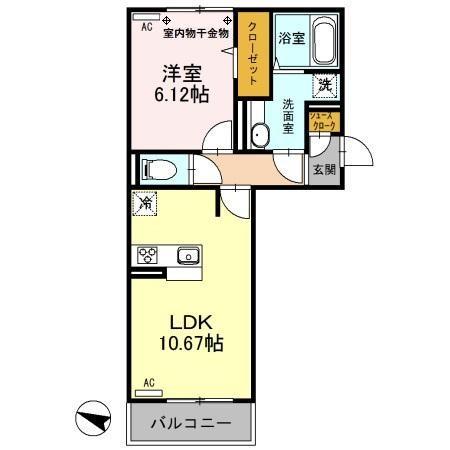 コンフォール(1LDK/2階)の間取り写真