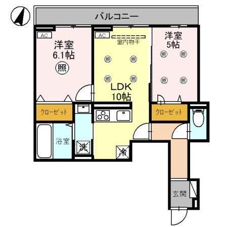 NOBLE VILLA針ヶ谷(2LDK/3階)の間取り写真