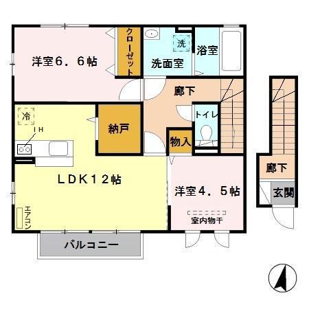 ディアコートI(2LDK/2階)の間取り写真