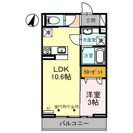シダーカーサ(1LDK/3階)の間取り写真