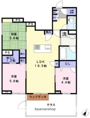 LA MAISON KANON 桜木町(3LDK/1階)の間取り写真