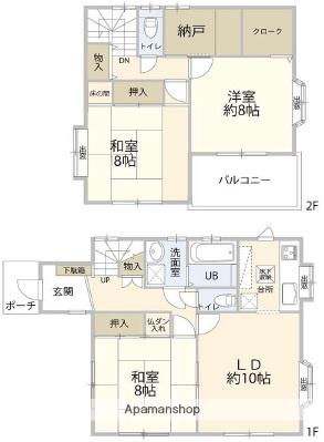 埼京線 与野本町駅 徒歩26分 2階建 築27年(3LDK)の間取り写真