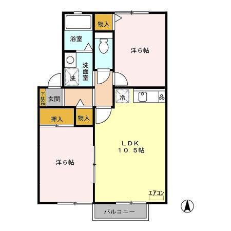 パティオ(2LDK/2階)の間取り写真