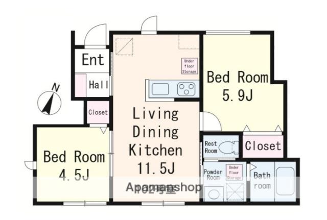 アヴニール大宮(2LDK/1階)の間取り写真