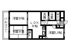 プレジール井山(2LDK/2階)の間取り写真