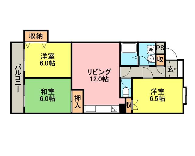 グリーンゲーブル(3LDK/3階)の間取り写真