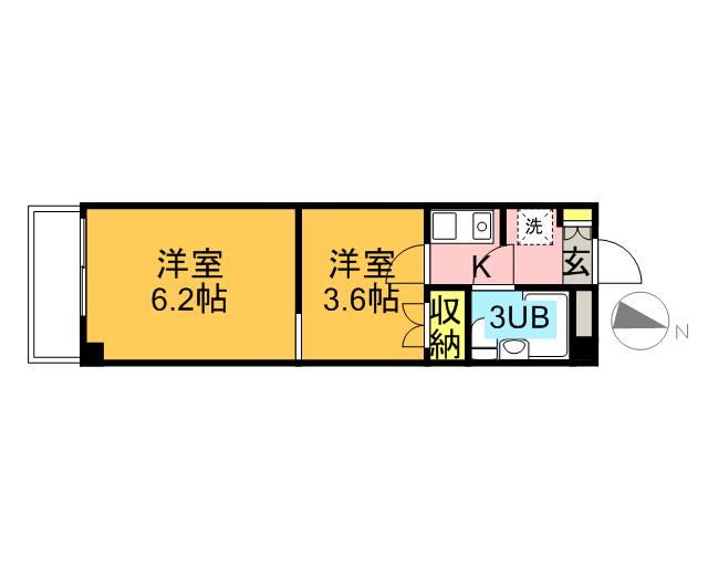 たいしん与野ハイツ(2K/3階)の間取り写真