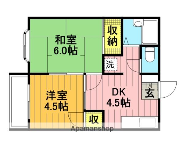 メゾン・アーベイン・Ⅱ(2DK/2階)の間取り写真