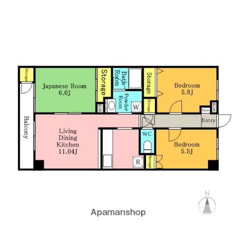 シャンボール(3LDK/3階)の間取り写真