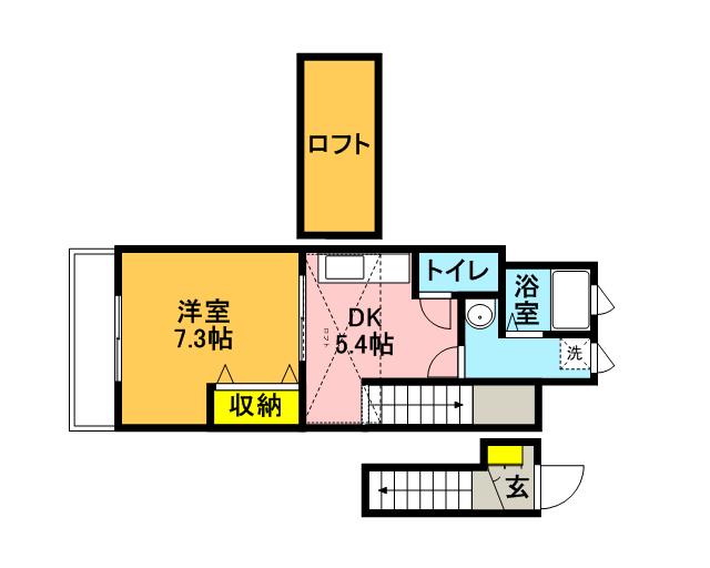 エバーパティオHA(1DK/2階)の間取り写真