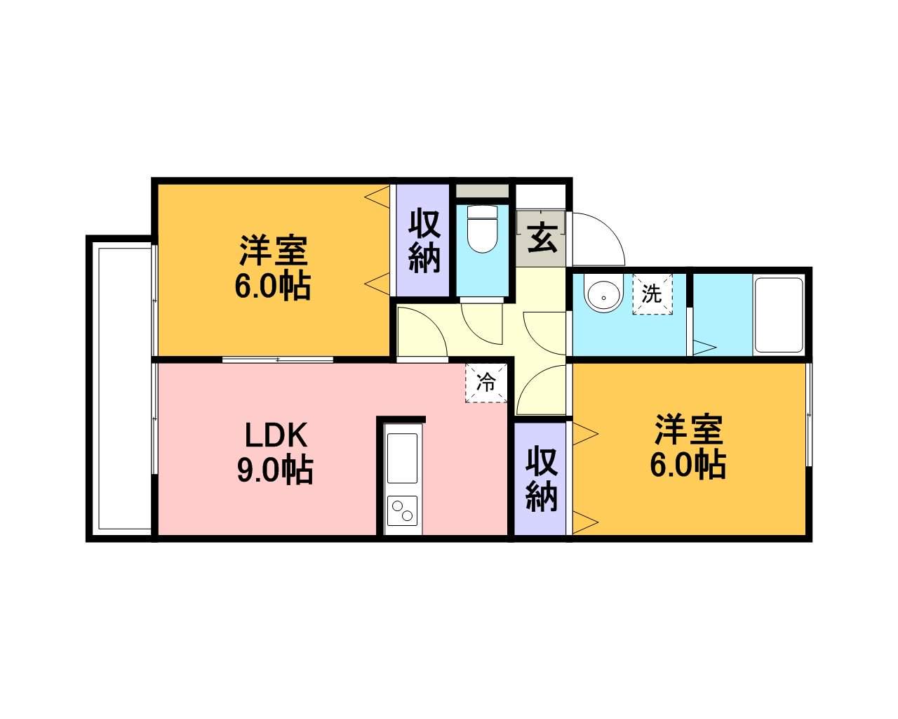 ジェネシスK(2LDK/2階)の間取り写真