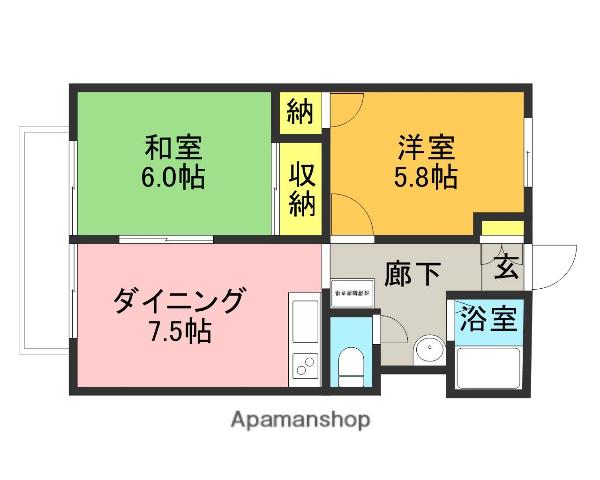 メゾンヨーロピアン(2DK/2階)の間取り写真