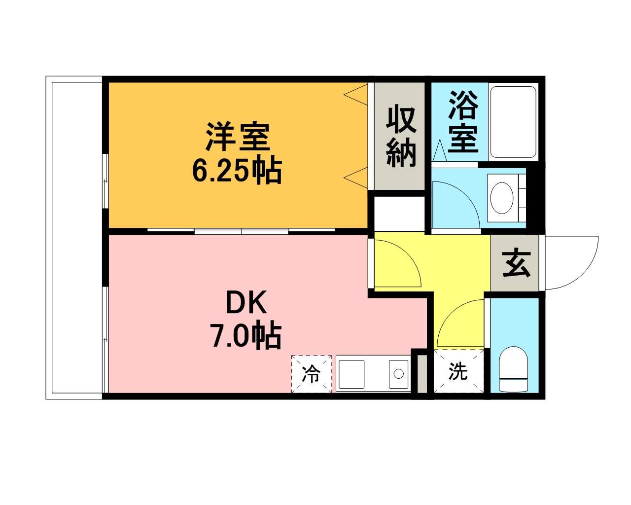 クローカスⅠ(1DK/2階)の間取り写真