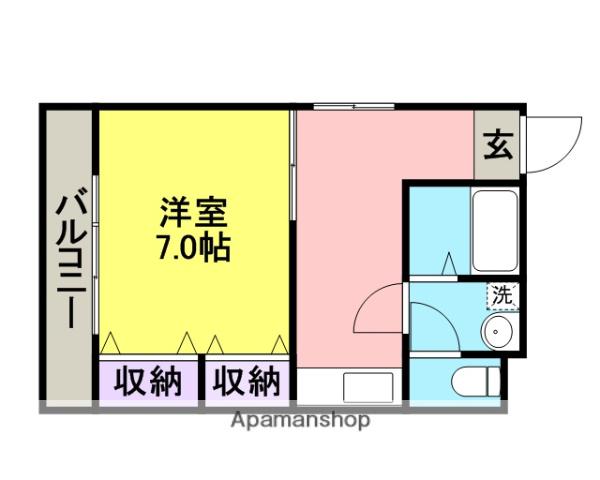 ヒルズ皇山(1K/2階)の間取り写真