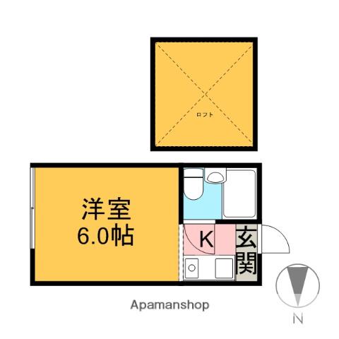 パレス与野本町 Ⅰ Ⅱ(1K/2階)の間取り写真