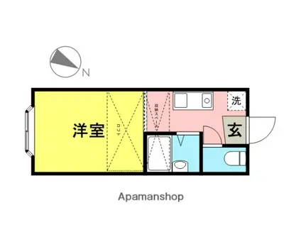 パンシオン与野NO.1(ワンルーム/2階)の間取り写真