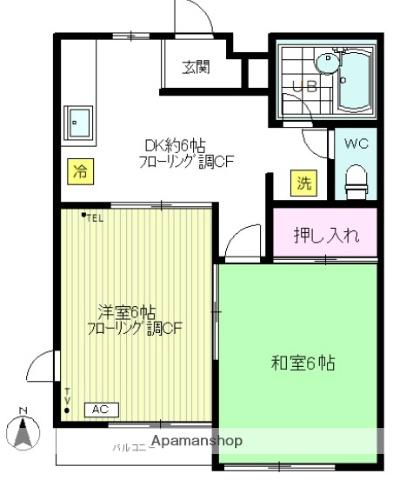 アーリーバード(2DK/2階)の間取り写真
