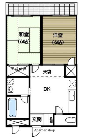 かぢやビル(2DK/3階)の間取り写真