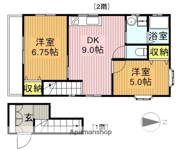 パーシモン日進(2DK/2階)の間取り写真
