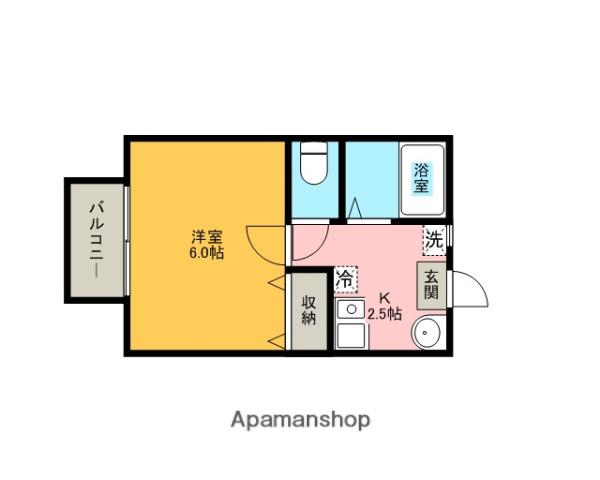キャメル大成C棟(1K/2階)の間取り写真