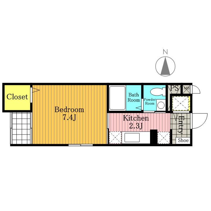 オール プロパティ(1K/1階)の間取り写真
